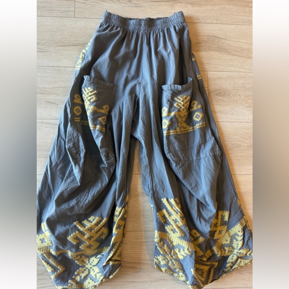 John P Greece Lagenlook Boho Harem Linen Pants One Size Fits All